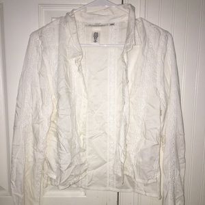 flowy, white, button-up top